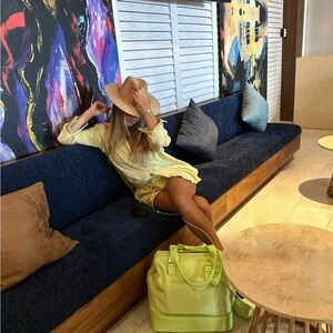 Used Neon Green Beis Weekender & Carry-on